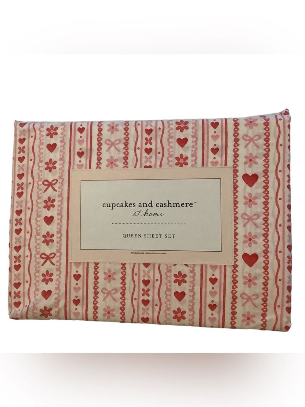 Cupcakes & Cashmere Love Crazy Heart Flower Bow Sheet Set New